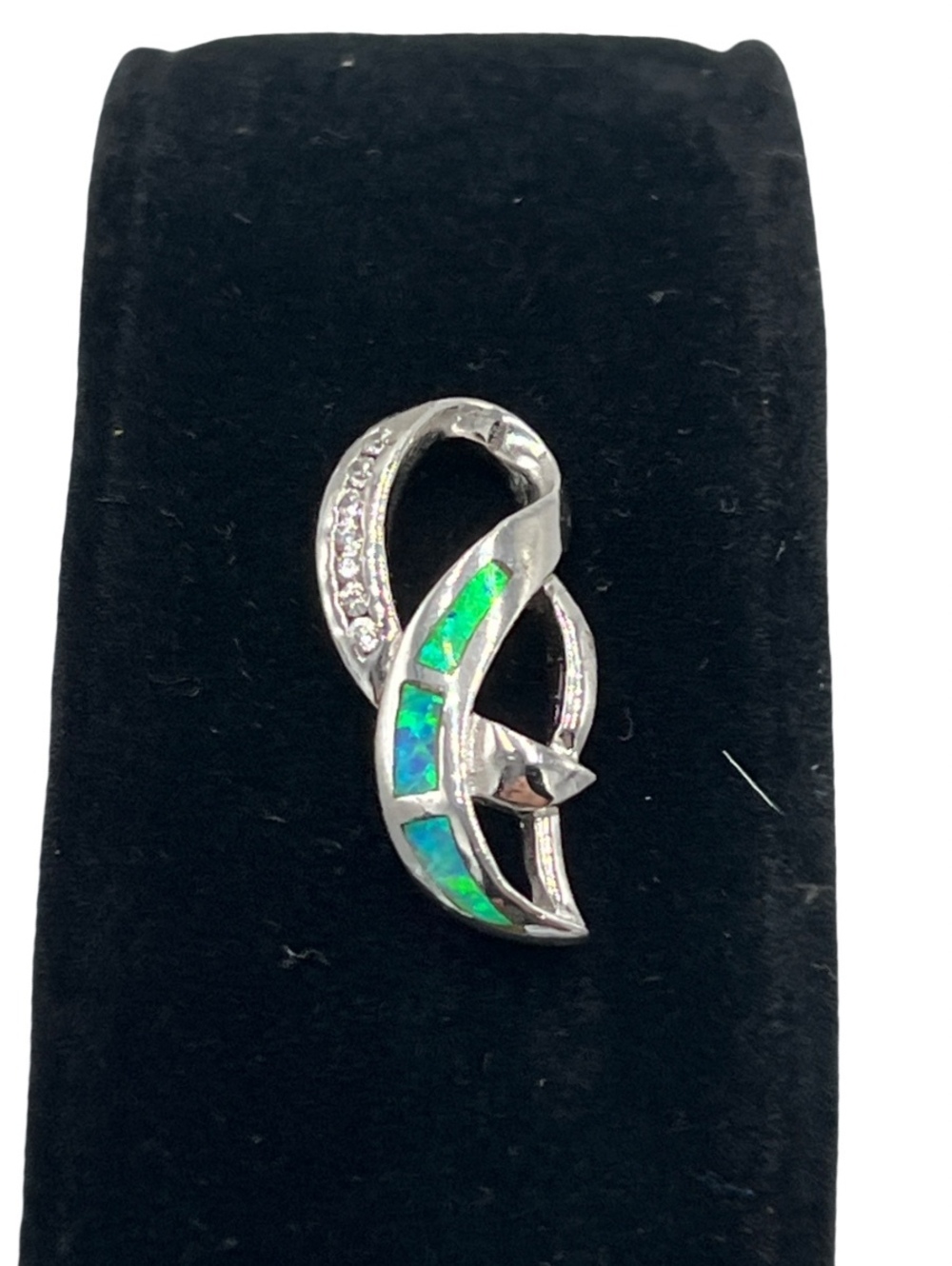 Southwestern Slide/Pendant Inlaid Opal CZ Sterling Silver